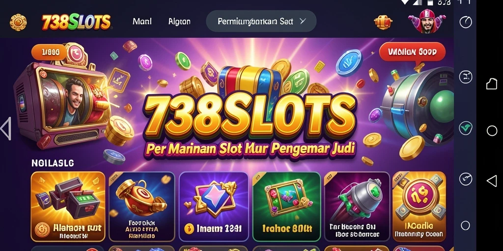 Tampilan gameplay menarik dari 738SLOTS dengan simbol slot yang beragam.
