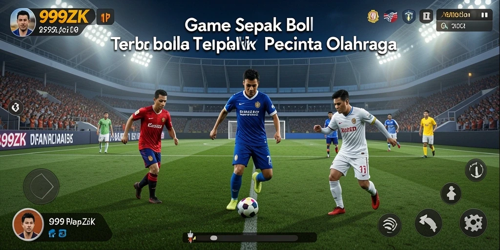 Tangkapan layar permainan 999ZK menunjukkan aksi sepak bola yang mendebarkan.