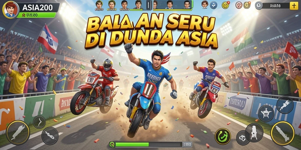 Tangkapan layar dari gameplay ASIA200 menampilkan balapan mendebarkan.