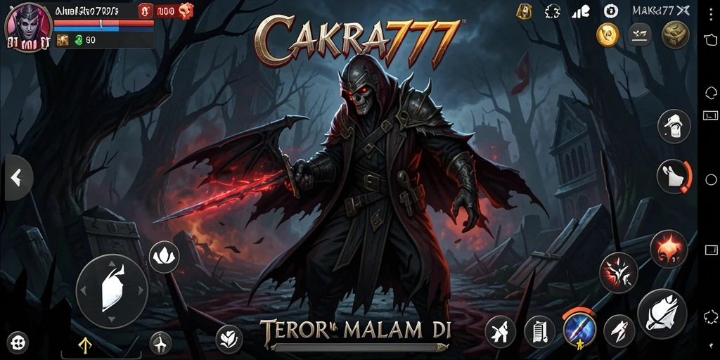 Screenshot gameplay <strong>CAKRA777</strong> menunjukkan momen menegangkan di ruang gelap penuh misteri.