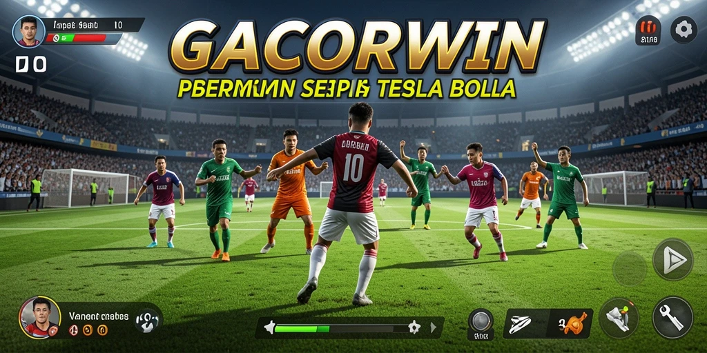 Screenshot gameplay GACORWIN yang mendebarkan saat pertandingan sepak bola.