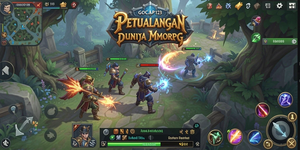 Tangkapan layar gameplay GOCAP123 menampilkan pertempuran seru dalam dunia fantasi.