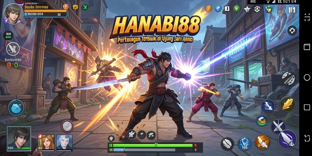 Tangkapan layar menunjukkan aksi pertarungan yang seru dalam HANABI88.