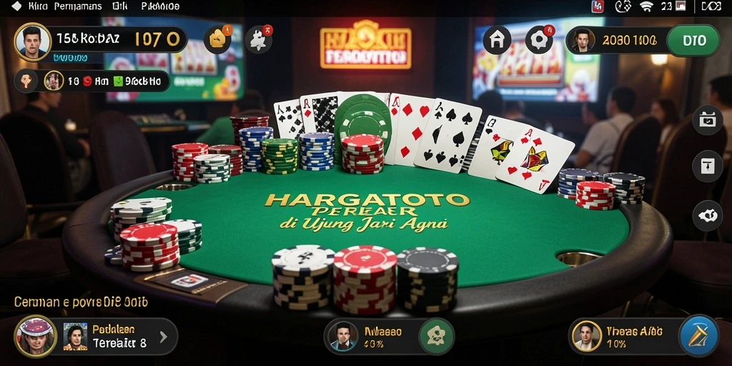 Tampilan layar utama HARGATOTO dengan aksi bermain Poker yang mendebarkan.