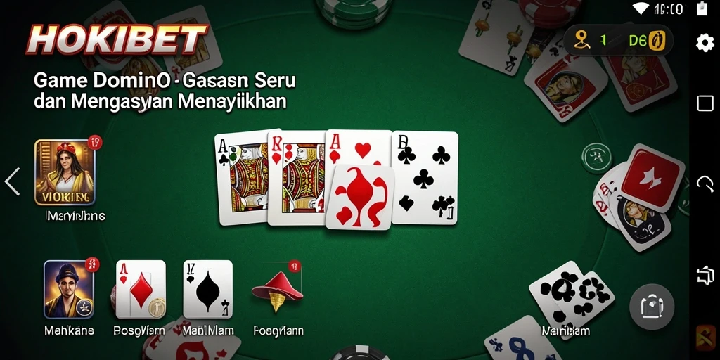 Screenshot gameplay HOKIBET yang menampilkan serunya permainan Domino.