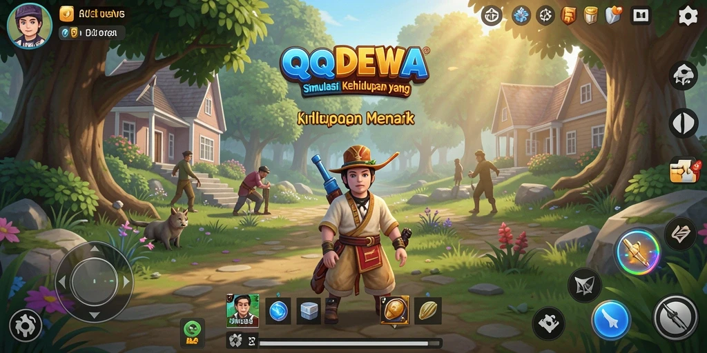 Screenshot gameplay QQDEWA yang menunjukkan interaksi karakter.