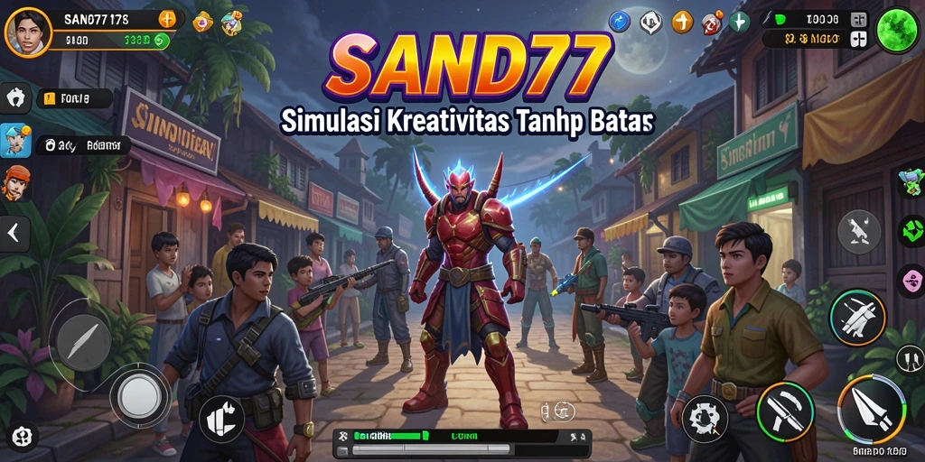 Tampilan gameplay SAND77 yang menarik dan kreatif dalam simulasi dunia.