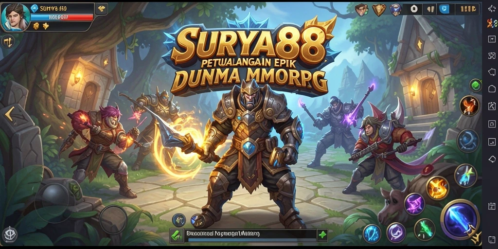 Tangkapan layar dari gameplay SURYA88 yang menampilkan pertarungan epik dan keindahan dunia permainan.