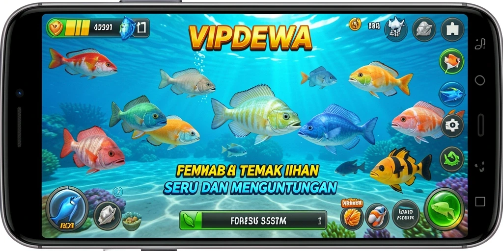 Tampilan gameplay menembak ikan yang seru dan menantang di VIPDEWA.