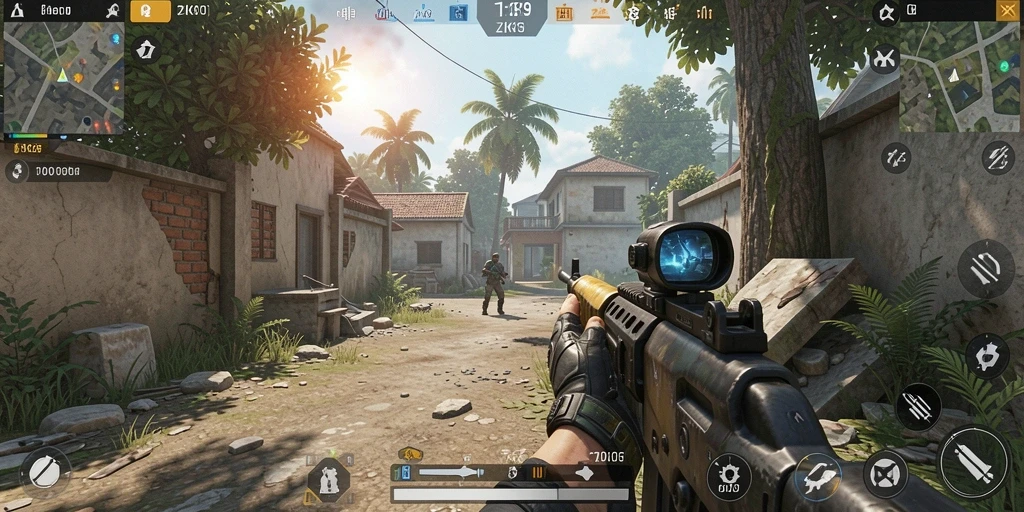 Gameplay ZK9 yang mendebarkan dengan aksi menembak yang intens.
